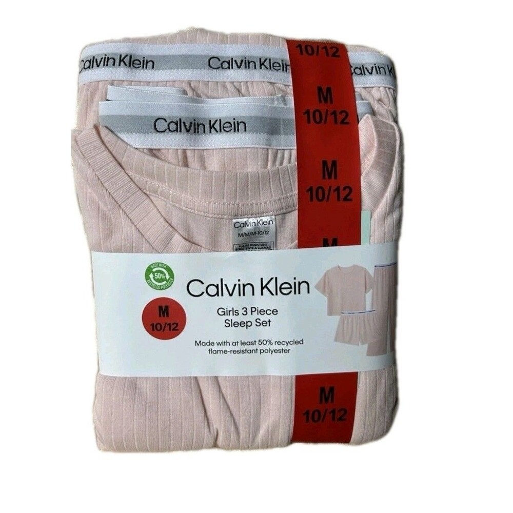 3-Piece Genuine CALVIN KLEIN Sleep Set Crystal-Pink size MEDIUM 10-12 Pajamas